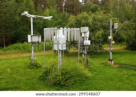 meteorological instruments in the summer in a botanical garden