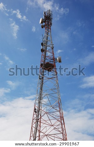 the TV tower with satellite antennas and other equipment
