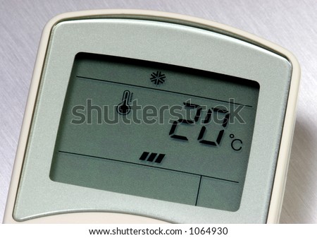 Remote control for an air conditioner, set at 20 degrees