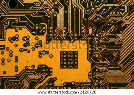 Computer PCB board with paths of electronic data for use on backgrounds.
