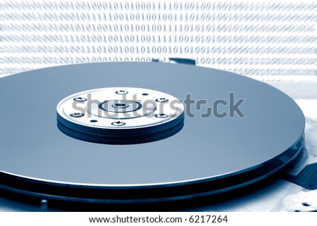Hard drive with data composed from zeros and ones.