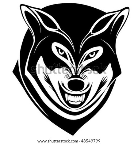 howling wolf tattoo. stock vector : Wolf with a