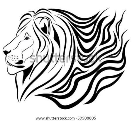 stock vector Abstract fiery Lion in the form of a tattoo