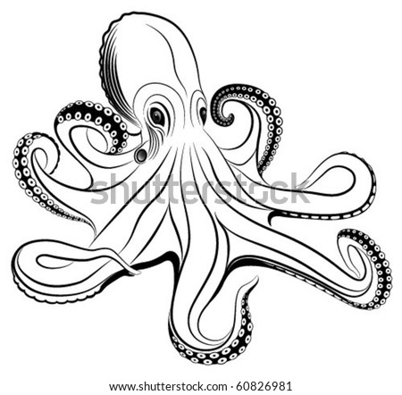 stock vector Octopus represented in the form of a tattoo