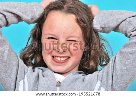 Girl pulling her hair