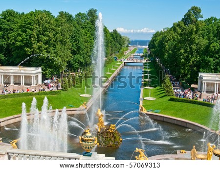 Grand cascade in Pertergof, Saint-Petersburg, Russia. See more my photos of St.Petersburg: http://www.shutterstock.com/sets/14773-saint-petersburg-russia.html?rid=522649
