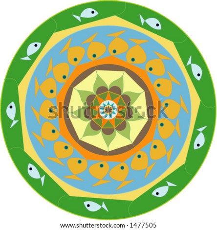Retro Vector Design In Fish Theme, Can Be Used For Backgrounds,Plates, Menus 