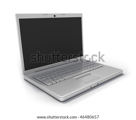 Stylish Metallic Notebook PC (Clipping Path Screen & Outline)  Isolated on White Background