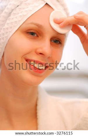 Woman in towel. Soft focus, shallow depth of field.