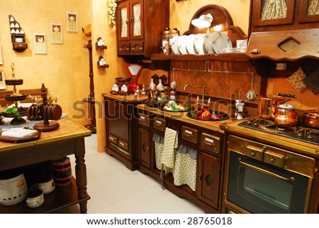  Fashioned Photography on Classic Old Fashioned Kitchen Interior Stock Photo 28765018