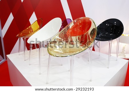 Colorful chairs set with wide angle