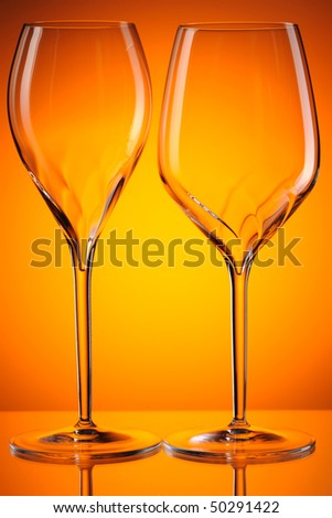 Empty wine glasses with reflection