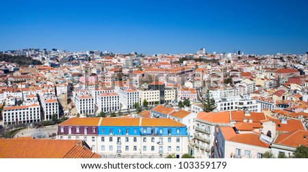 Lisbon view from Castelo de Sao Jorge (Saint George Castle). Portugal