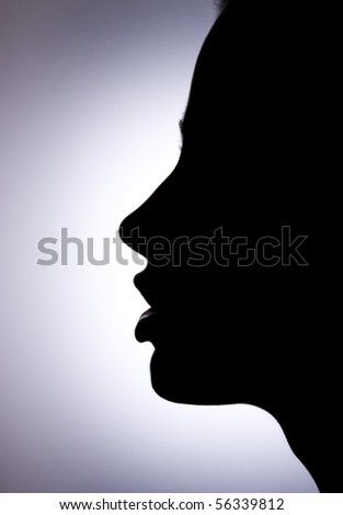 Silhouette of a young woman face