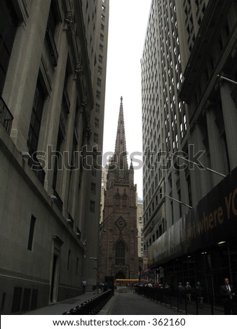 Trinity church on Wall Street in New York City