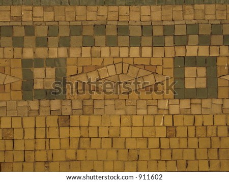 Tile mosaic in New York City subway station