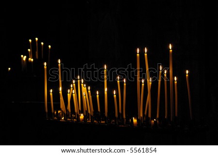 Votive candles in a French cathedral