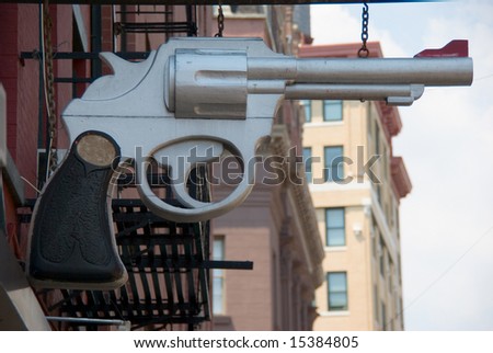 Sign for a gun shop in New York City