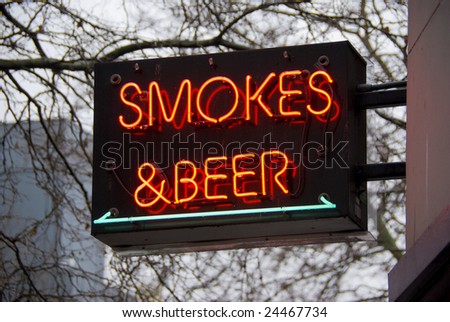 Smokes and beer neon sign in Seattle, Washington