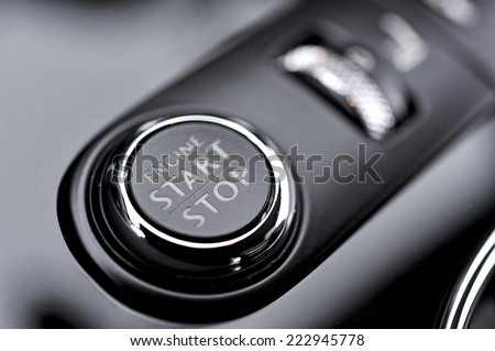 Automotive detail Start Stop button in a luxury car