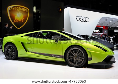stock photo GENEVA MARCH 2 Lamborghini Gallardo Superleggera concept 