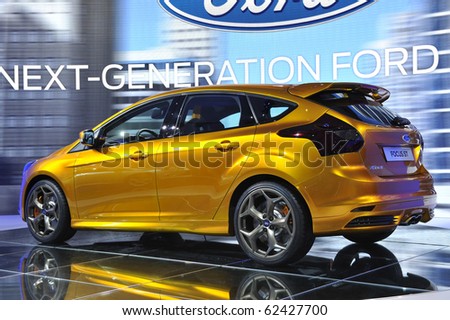 PARIS, FRANCE - SEPTEMBER 30: Ford Focus ST at Paris Motor Show on September 30, 2010, at the Paris Expo-Porte de Versailles