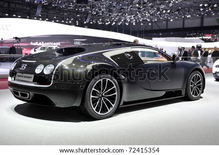 stock photo GENEVA MARCH 1 The Bugatti Veyron SS on display at Geneva