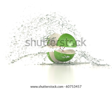 fresh water splash on green apple