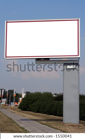 Horizontal roadside billboard with isolated white space for your ad copy