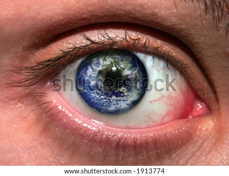 Planet Earth reflected in a woman\'s eye: \