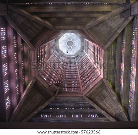Saint Joseph Church, interior of a church tower, Le Havre, Normandy, France