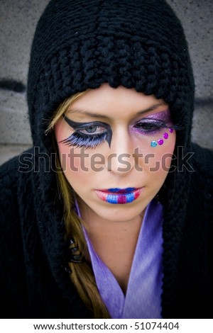 colorful makeup looks. black girl makeup. stock photo