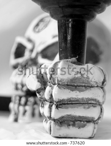 Black And White Hands Holding. stock photo : Skeleton Hand