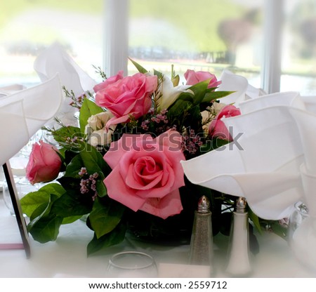stock photo table centerpiece made of pink roses