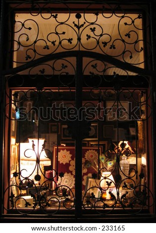 Shop  window in Sarajevo town by night