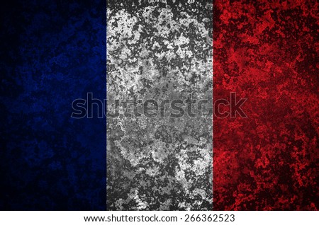 Flag of France. Grungy textured French flag.