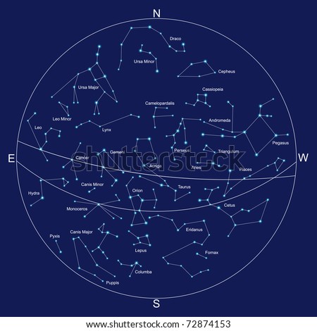 constellations in sky. sky map and constellations