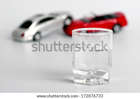 Car crash and alcohol. concept does not drink driving