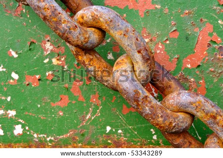 Rusty chain with color drop off  background