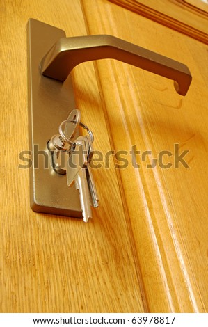 The sheaf of keys is inserted into a keyhole near to the door handle