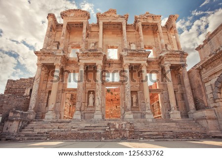 Library Of Celsus At Ephesus Library Of Celsus, Ruins Of Ancient City Ephesus, Turkey.
