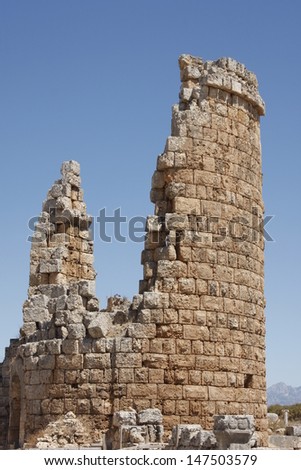 Rounded Tower at the Ruins , Antalya, Turkey