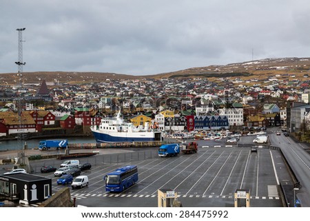 Torshavn, Faroe Islands, 7th February 2015. Torshavn port carries commercial and local residents between the islands and Denmark