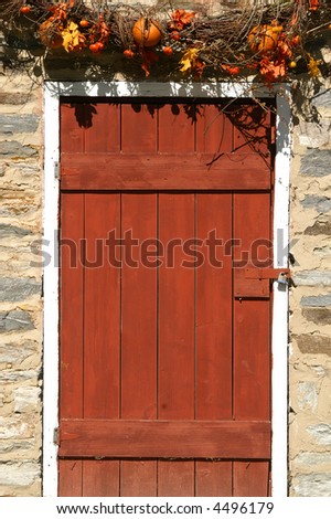 Welcoming Rustic Autumn Red Door