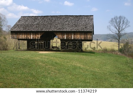 Great Smoky Mountains National Park Double Cantilever Barn on the Tipton Homestead in Cades Cove Horizontal