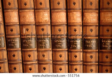 Photo of set of 19th-century leather bound books.