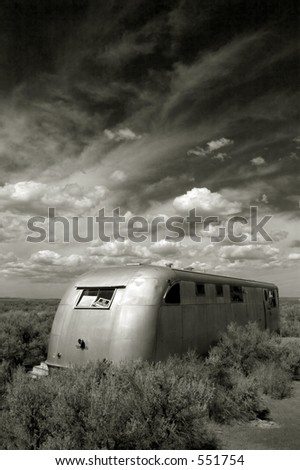 Black and White photo of an Abandoned Mobile Home, Christmas Valley Oregon