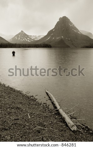 Photo of a fly fisherman at Glacier National Park in Montana