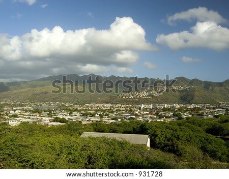 Photo of an inland view from Koko Head, east end of Honolulu, Oahu