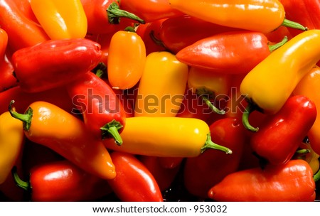 Photo of a collection of brightly colored sweet peppers